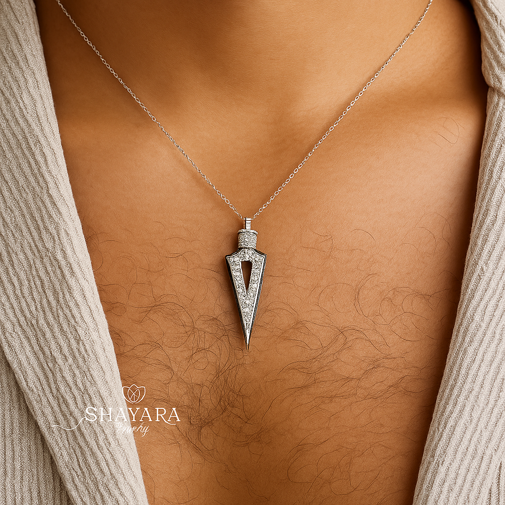 שרשרת חץ משובץ שחור לבן