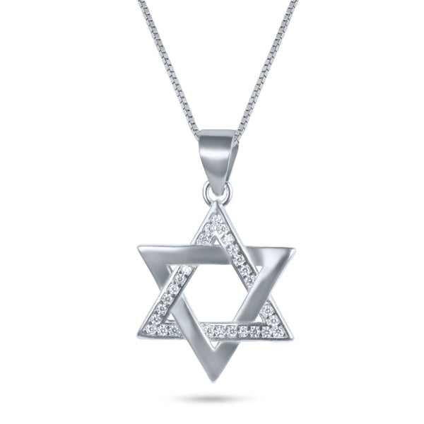 שרשרת מגן דוד עם אבנים שחורות וכיתוב “שמע ישראל"