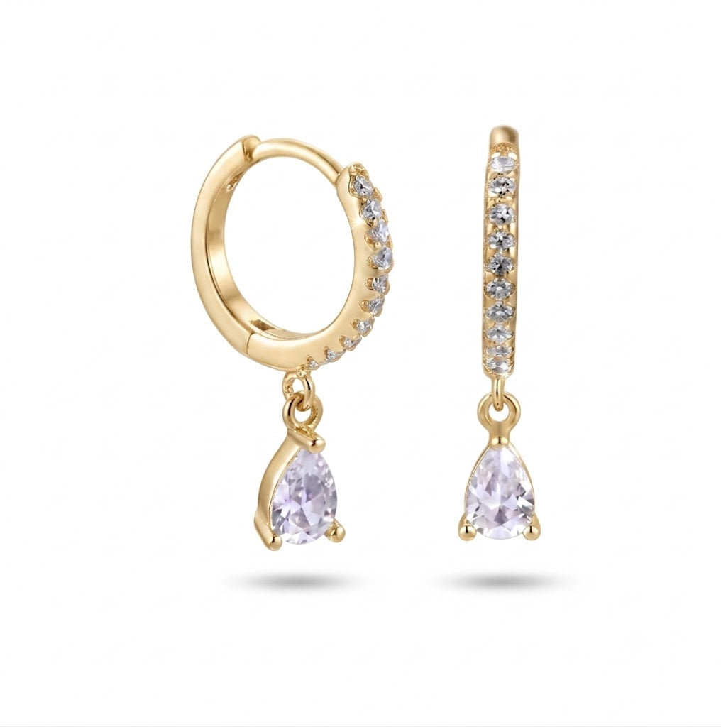 עגילי חישוק טיפה בציפוי זהב