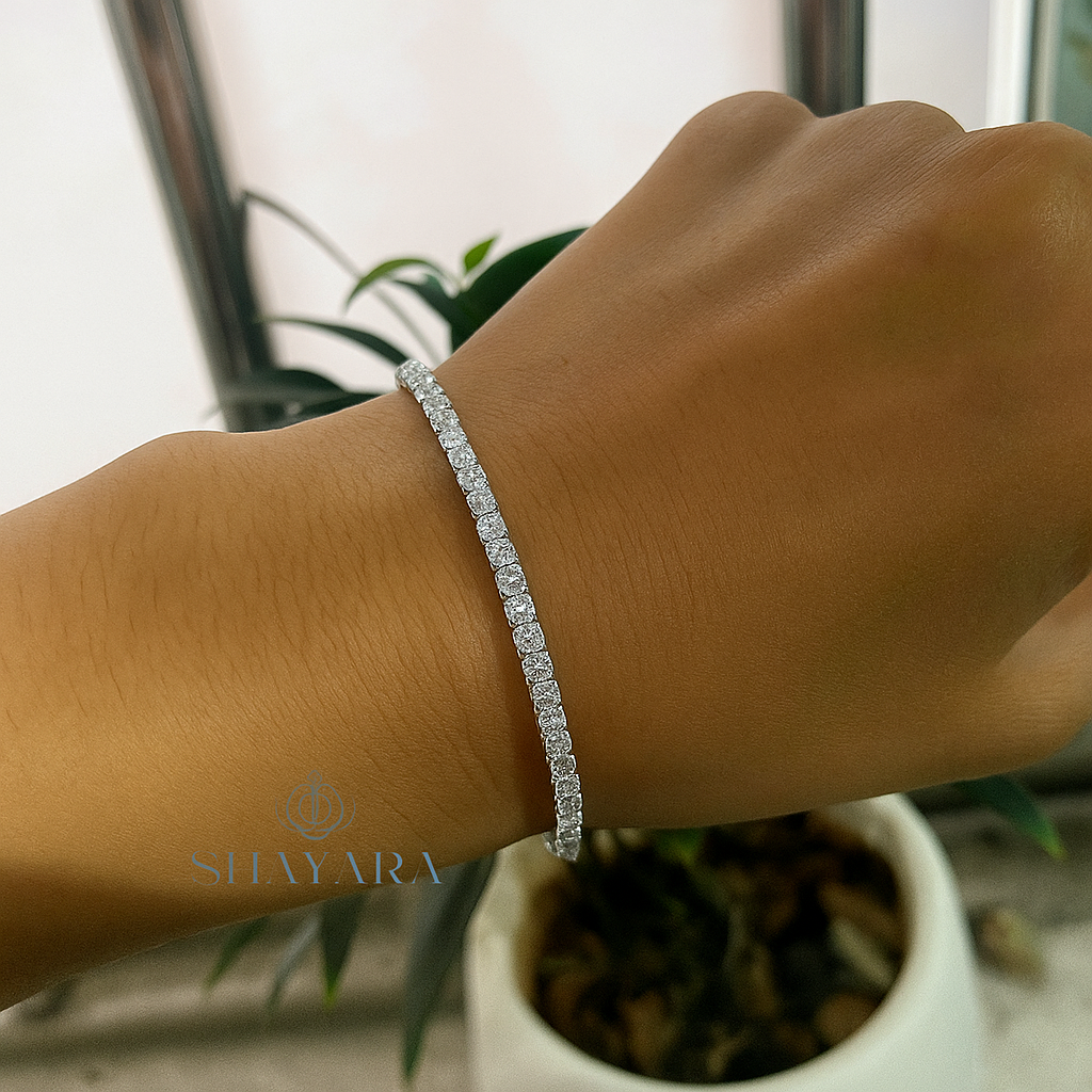 ✨ צמיד טניס קשיח גמיש יוקרתי משובץ אבני מוסונייט ✨