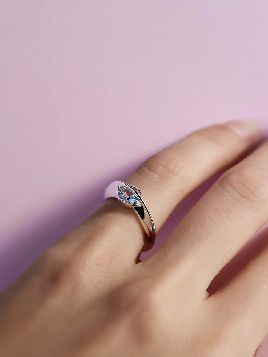 טבעת חישוק עם אבן 1 קראט