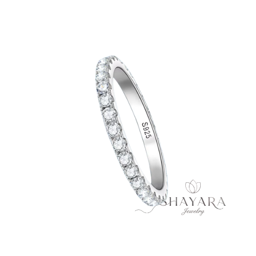 טבעת כסף סוליטר עגול שיבוץ מלא 2.5 מ"מ