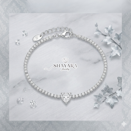 צמיד טניס לב בשיבוץ אבנים רציף✨NEW