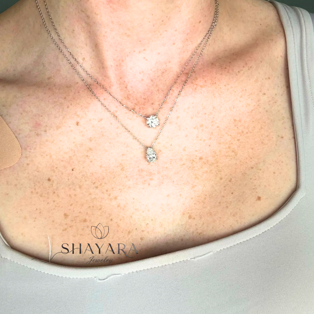 🌹 שרשרת טיפה –אבן יהלום מוייסנייט