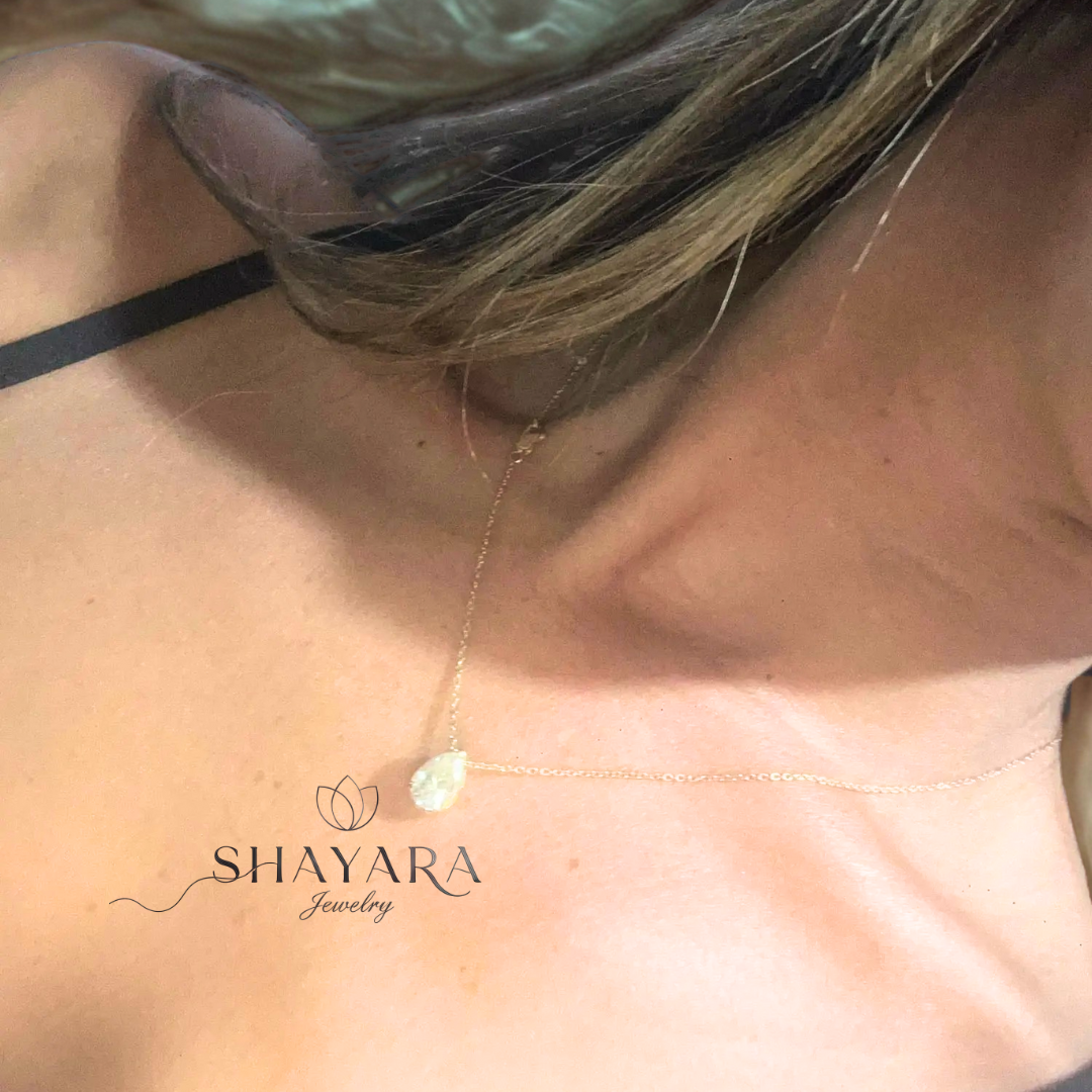 🌹 שרשרת טיפה –אבן יהלום מוייסנייט