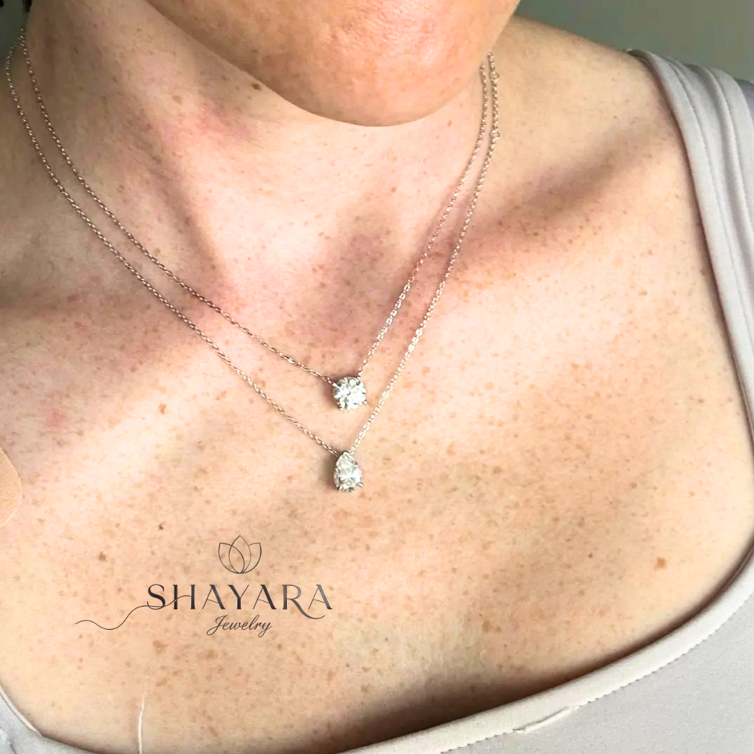 🌹 שרשרת טיפה –אבן יהלום מוייסנייט