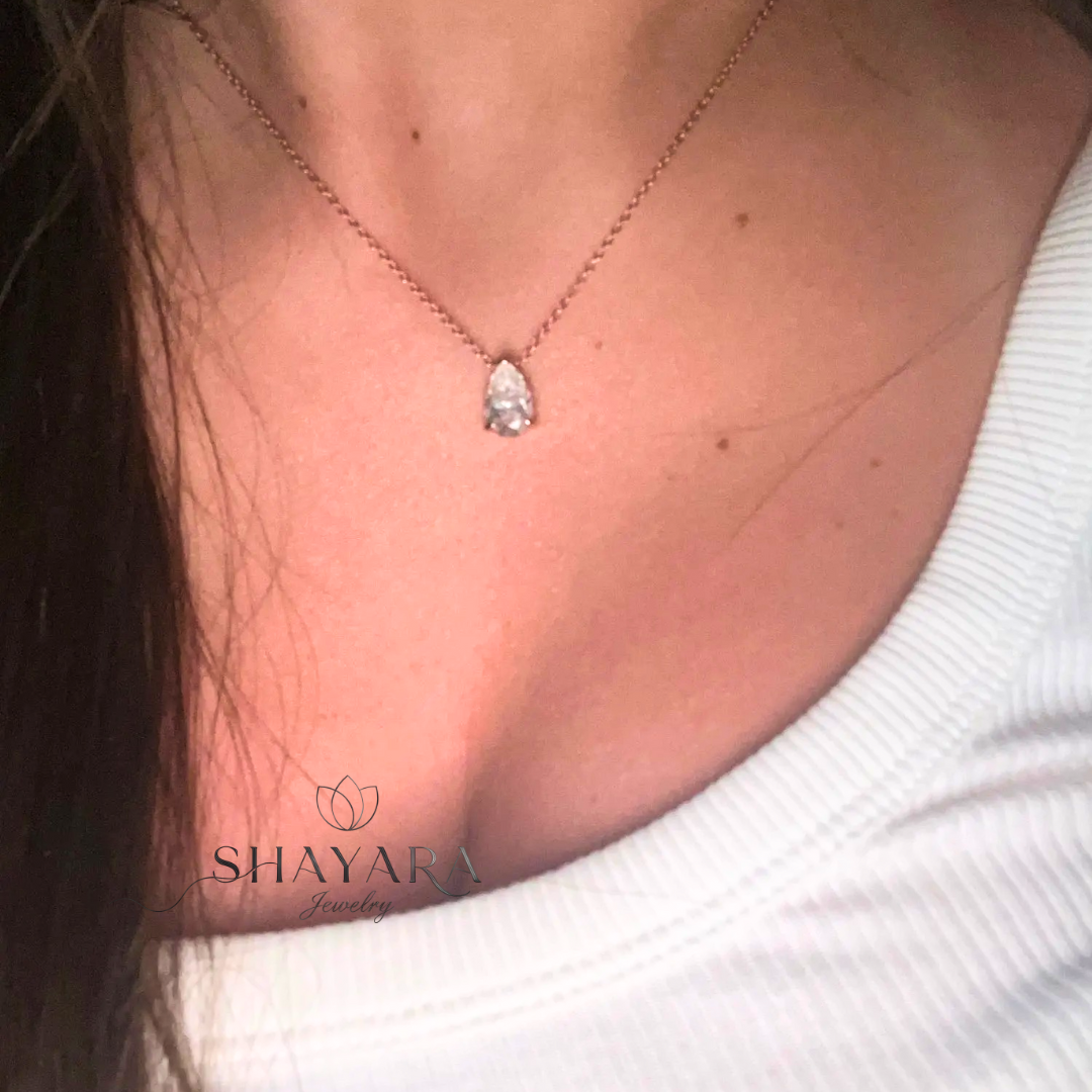 🌹 שרשרת טיפה –אבן יהלום מוייסנייט