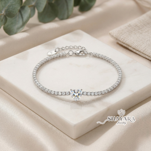 צמיד טניס לב בשיבוץ אבנים רציף✨NEW