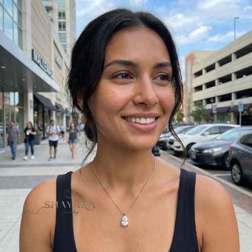 🌹 שרשרת טיפה –אבן יהלום מוייסנייט