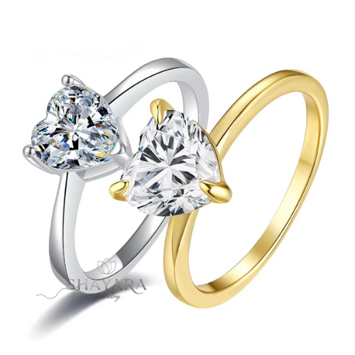 טבעת לב משובת מוסנייט נוצצים במיוחד