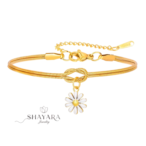 צמיד קשירת אהבה עם תליון פרח❤️