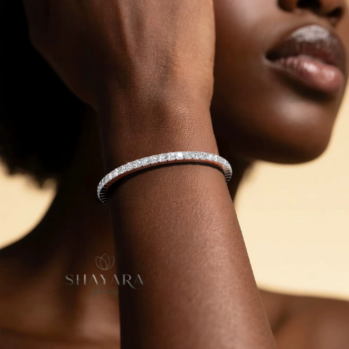 ✨ צמיד טניס קשיח גמיש יוקרתי משובץ אבני מוסונייט ✨