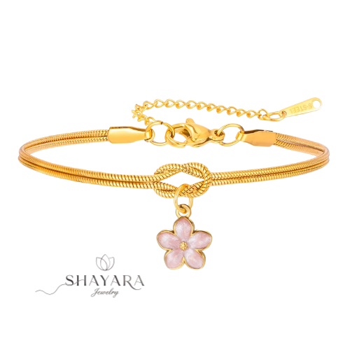 צמיד קשירת אהבה עם תליון פרח❤️