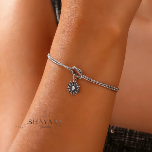 צמיד קשירת אהבה עם תליון פרח❤️