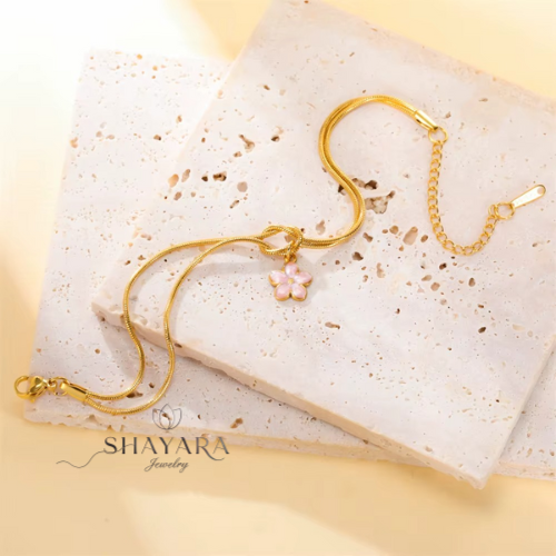 צמיד קשירת אהבה עם תליון פרח❤️