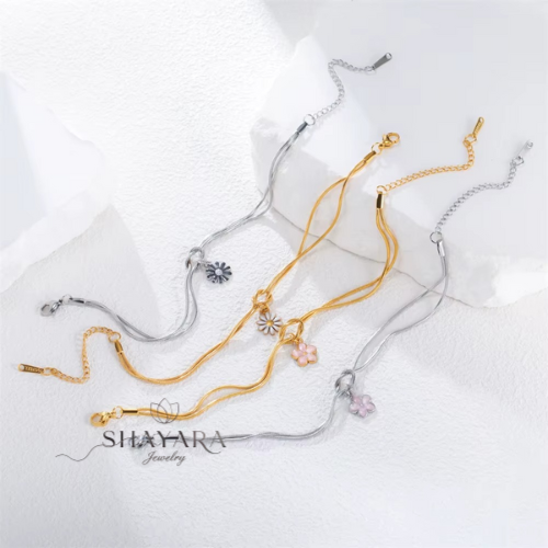 צמיד קשירת אהבה עם תליון פרח❤️