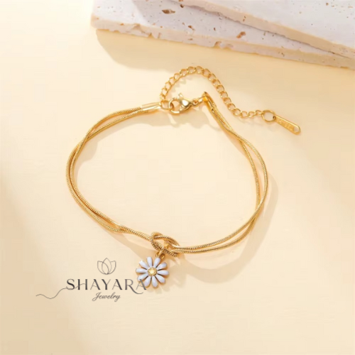 צמיד קשירת אהבה עם תליון פרח❤️