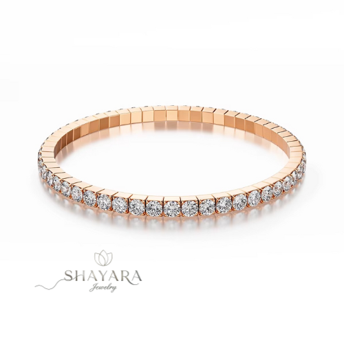 ✨ צמיד טניס קשיח גמיש יוקרתי משובץ אבני מוסונייט ✨