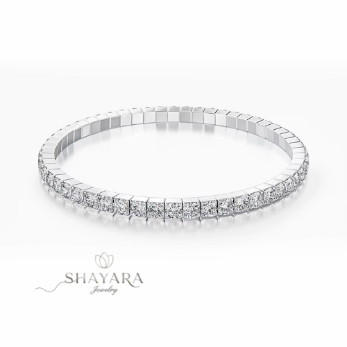 ✨ צמיד טניס קשיח גמיש יוקרתי משובץ אבני מוסונייט ✨