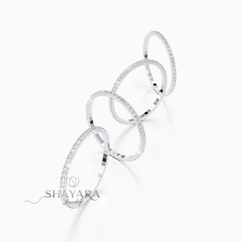 ✨ צמיד טניס קשיח גמיש יוקרתי משובץ אבני מוסונייט ✨