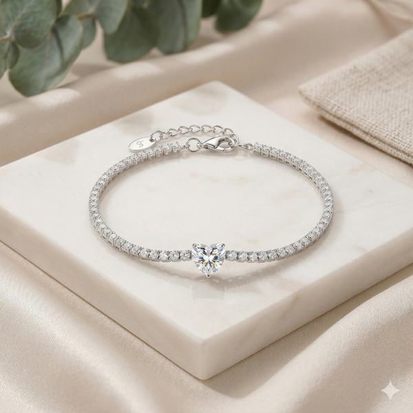 צמיד טניס לב בשיבוץ אבנים רציף✨NEW