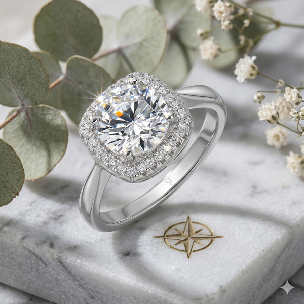 טבעת טבעת כסף סוליטר ריבוע ✨