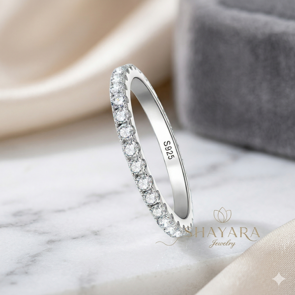 טבעת כסף סוליטר עגול שיבוץ מלא 2.5 מ"מ