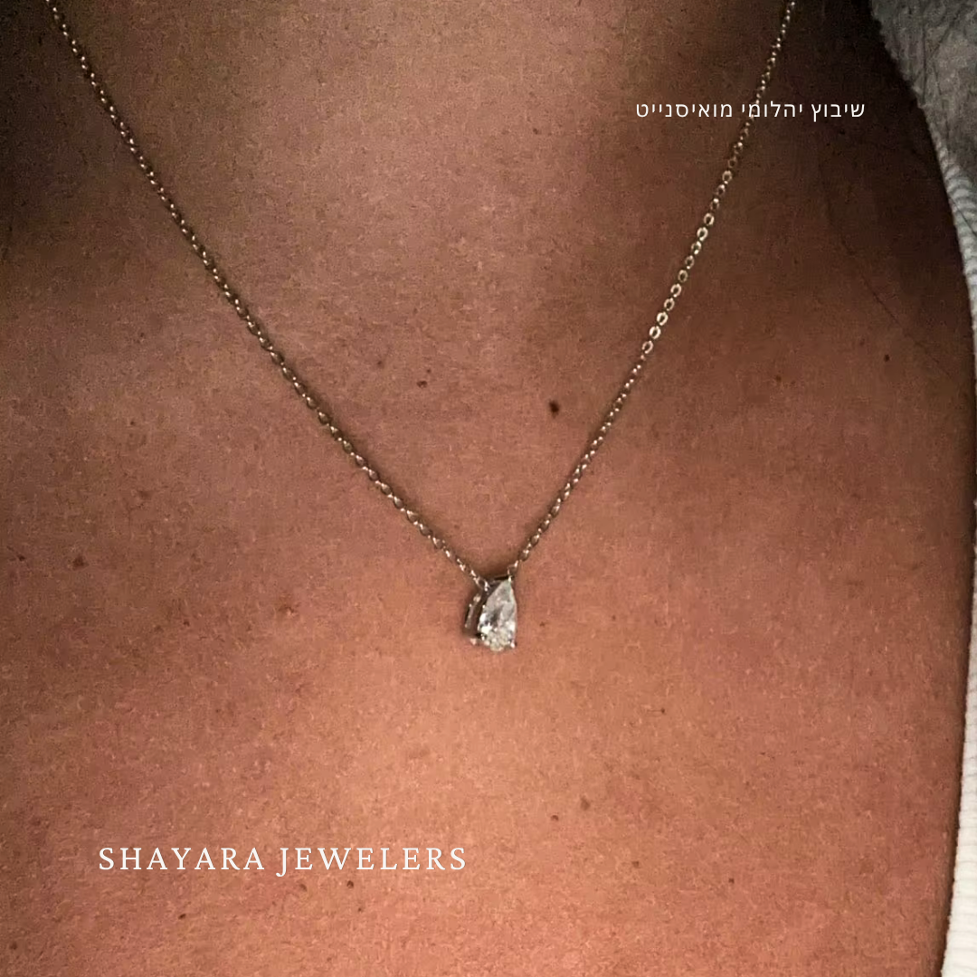 🌹 שרשרת טיפה –אבן יהלום מוייסנייט