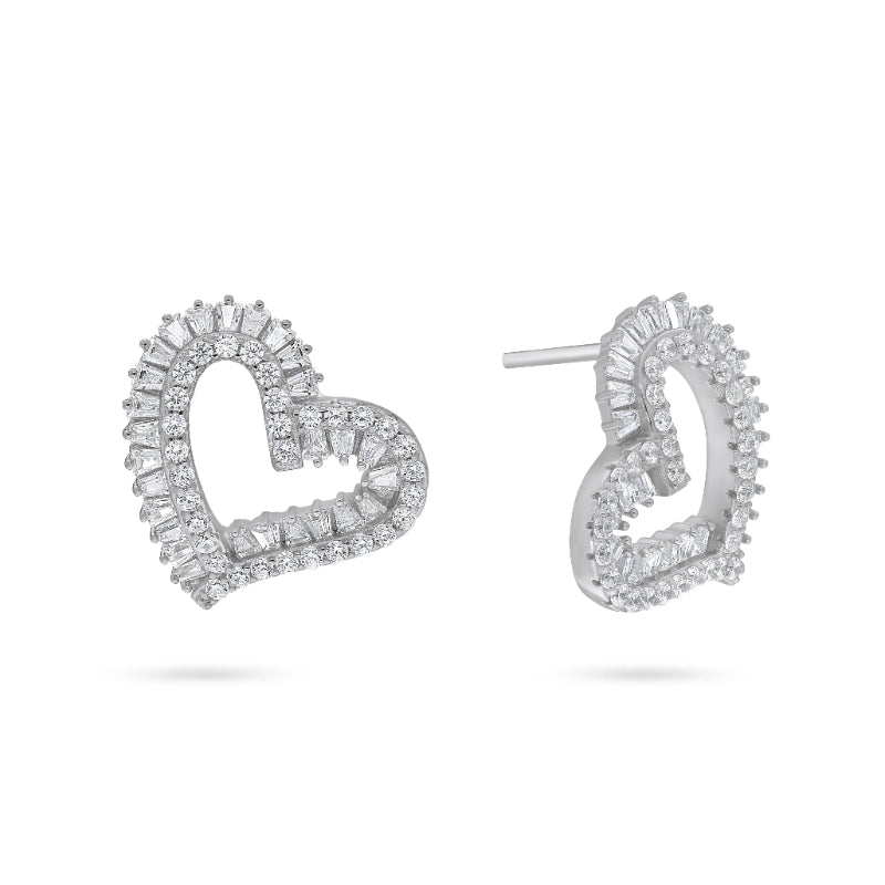 עגילי כסף בעיצוב לב מנצנץ❤️