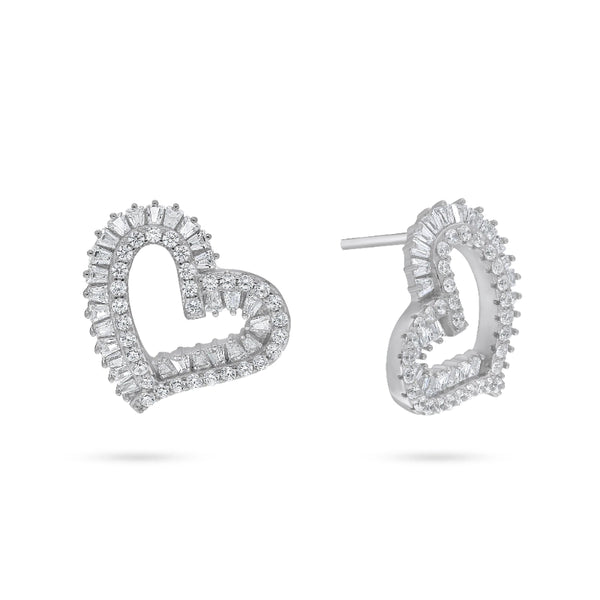 עגילי כסף בעיצוב לב מנצנץ❤️