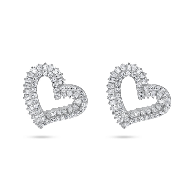 עגילי כסף בעיצוב לב מנצנץ❤️