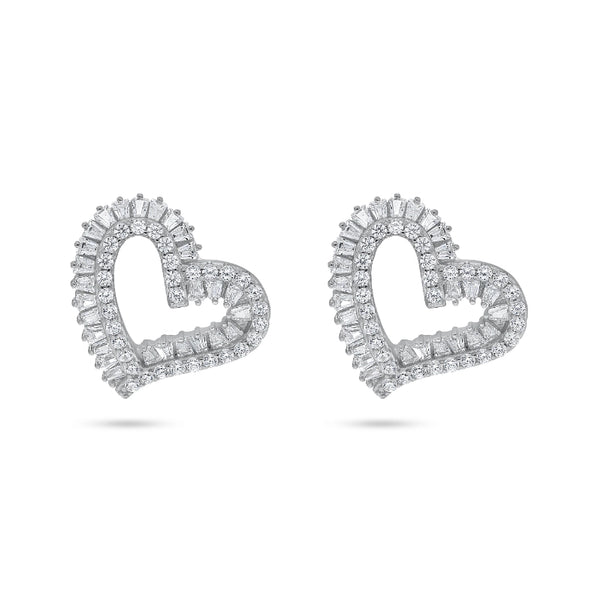 עגילי כסף בעיצוב לב מנצנץ❤️