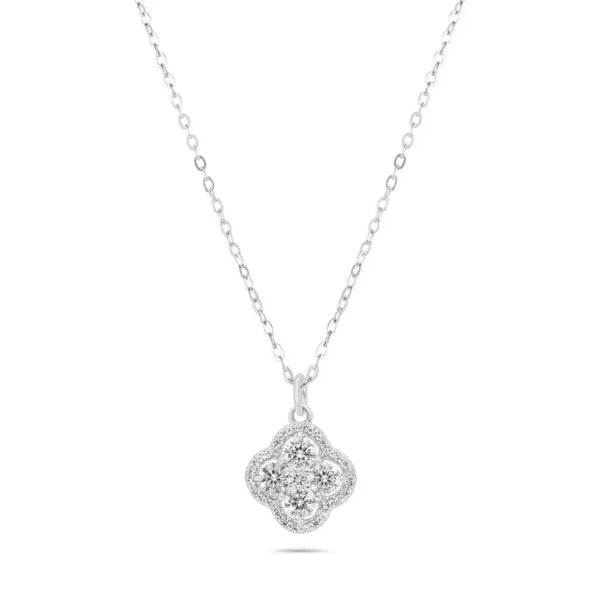 שרשרת כסף 925 תליון תלתן משובץ זירקונים